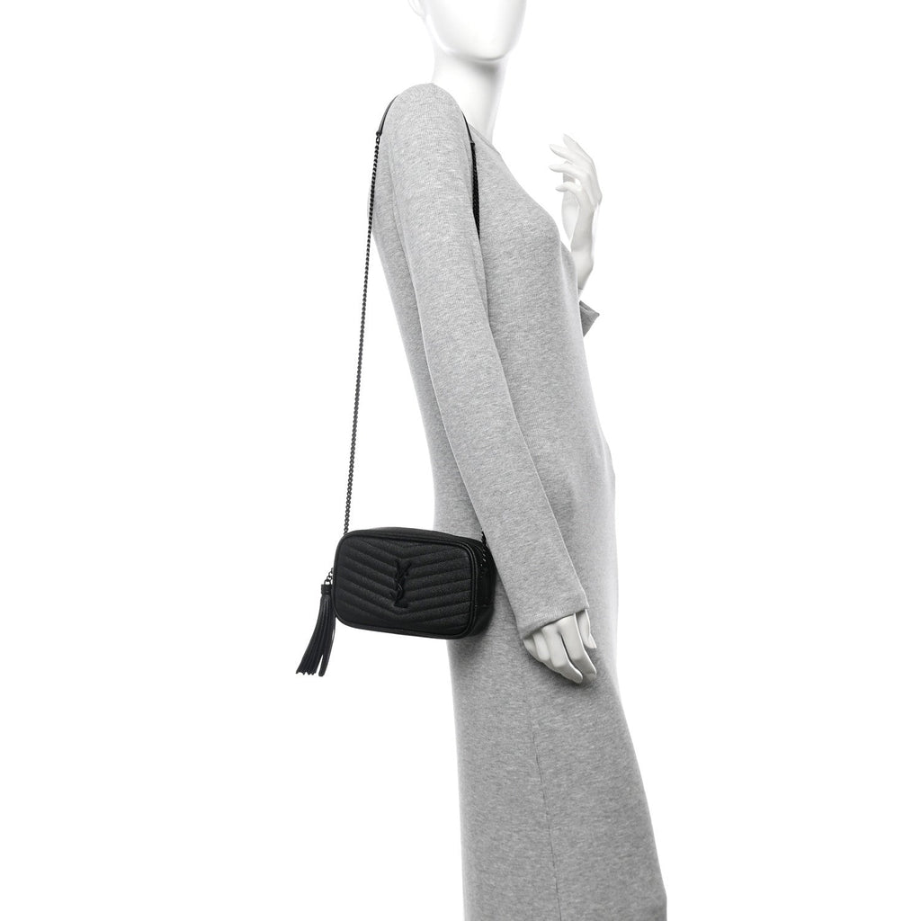 Grain De Poudre Matelasse Monochrome Monogram Mini Lou Camera Bag Black