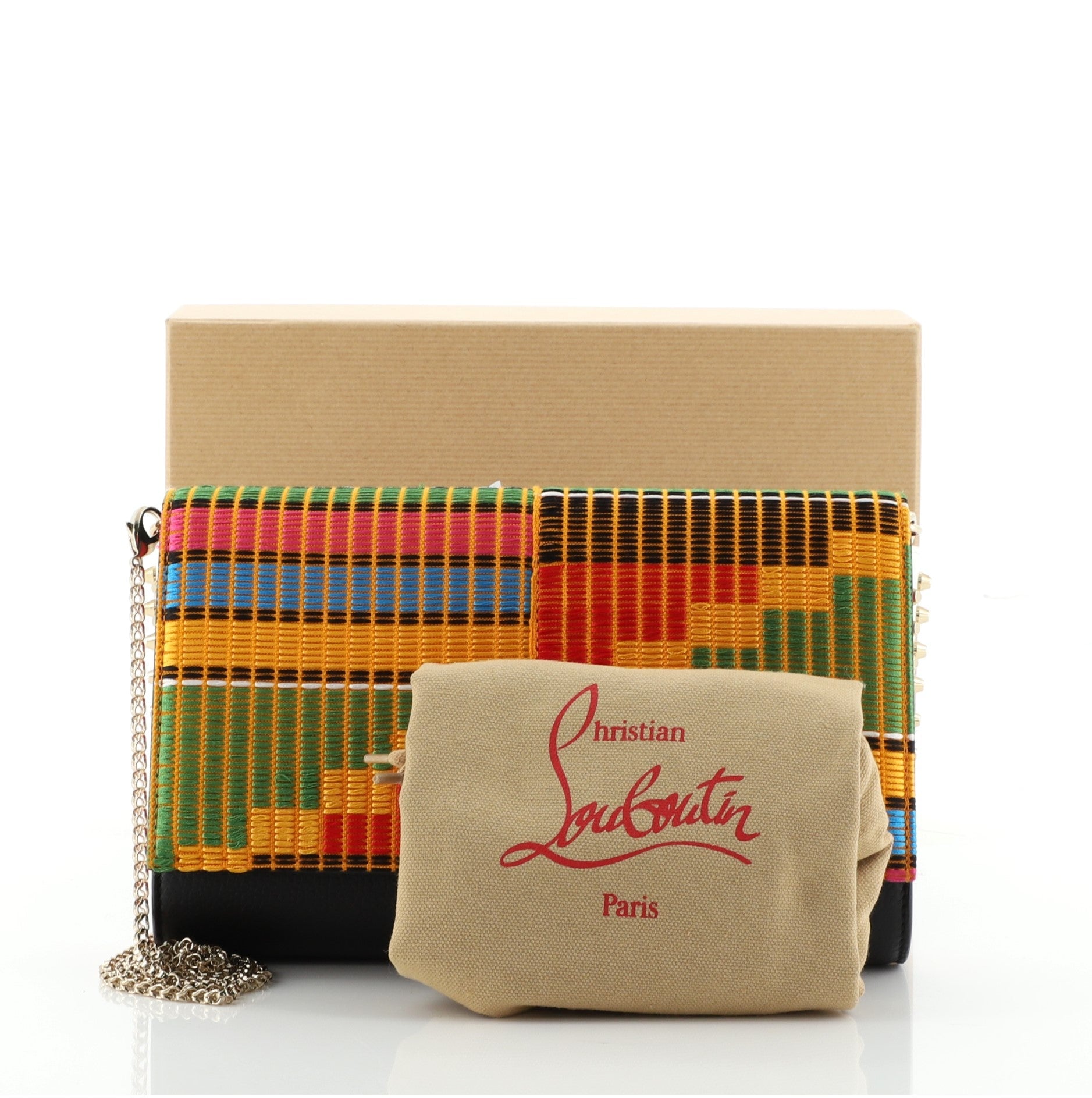 Paloma Clutch Leather and Africube Textile