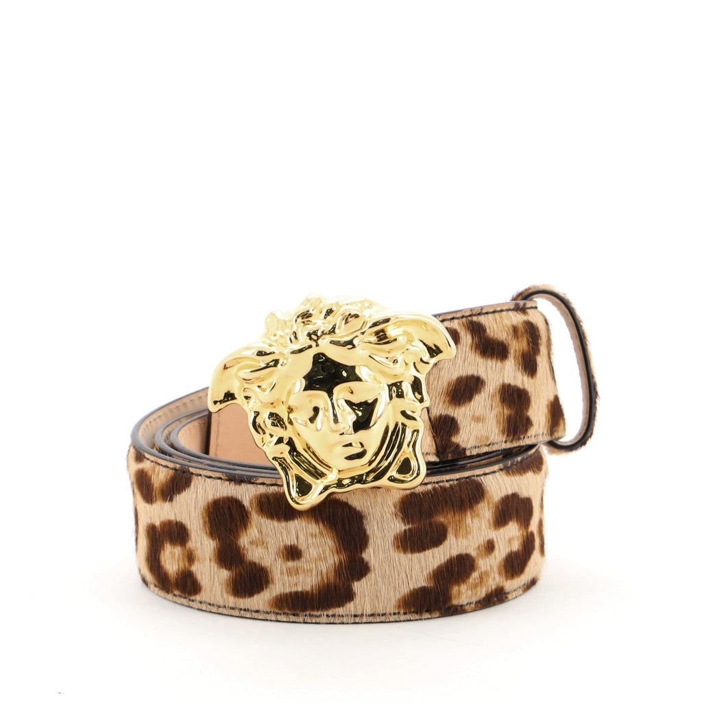 Medusa Buckle Belt Pony Hair and Leather Wide 100