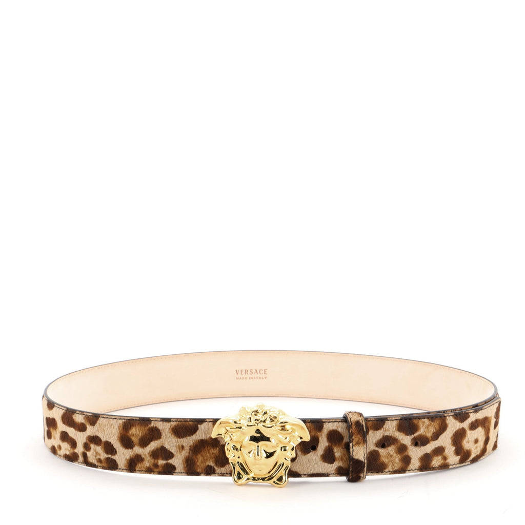 Medusa Buckle Belt Pony Hair and Leather Wide 100