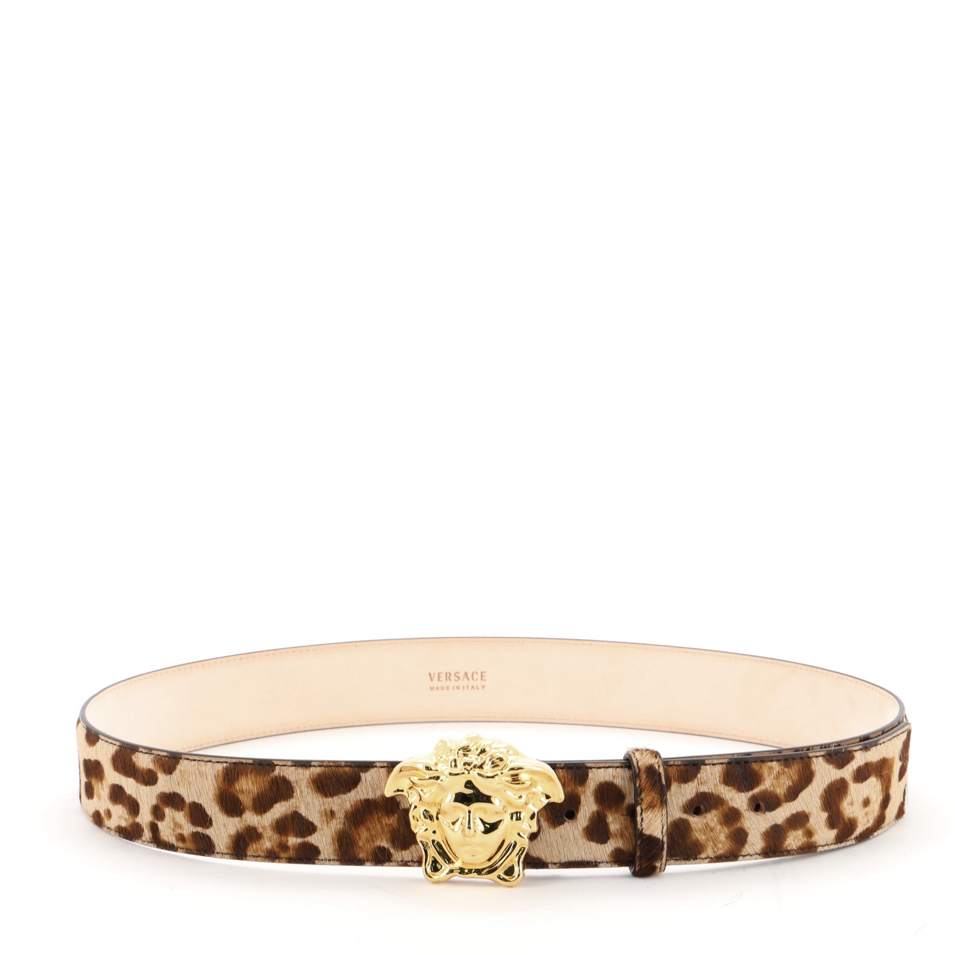 Medusa Buckle Belt Pony Hair and Leather Wide 100