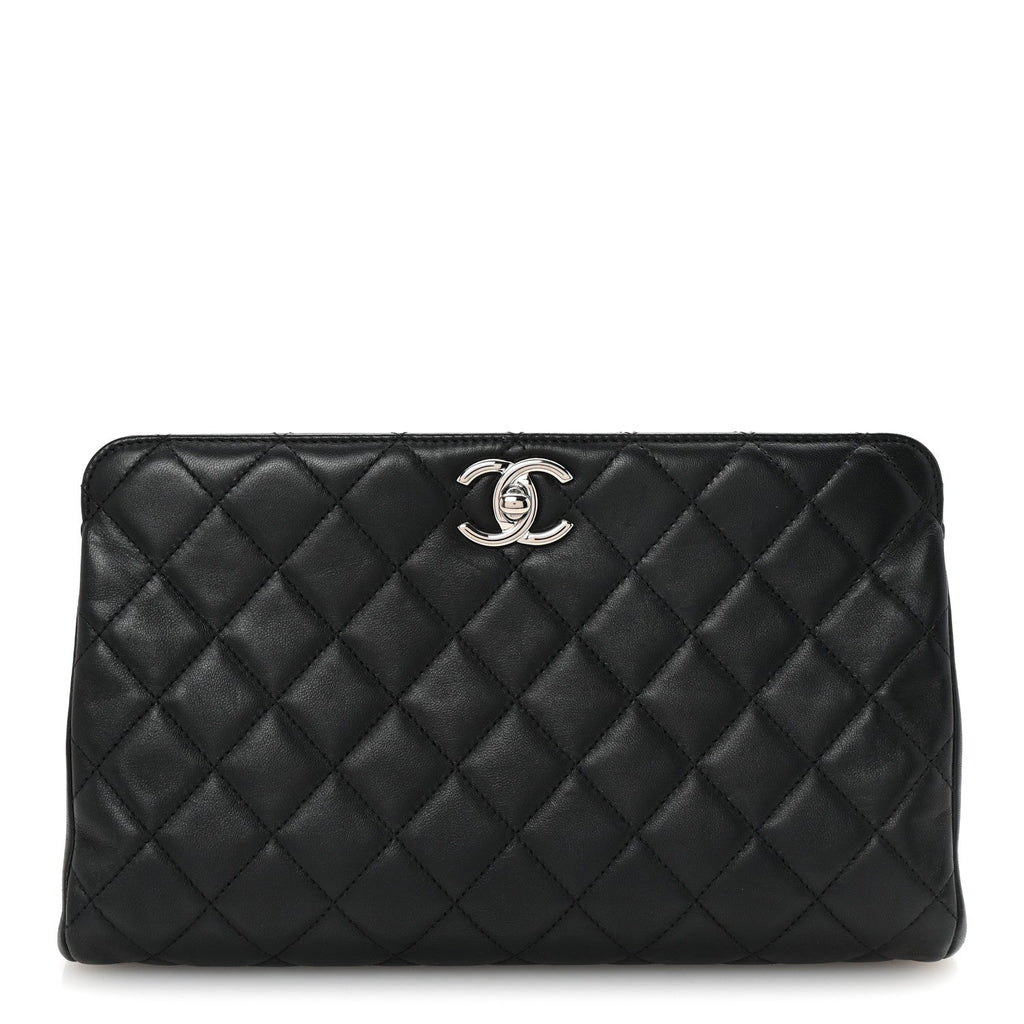 Lambskin Quilted Clutch Black