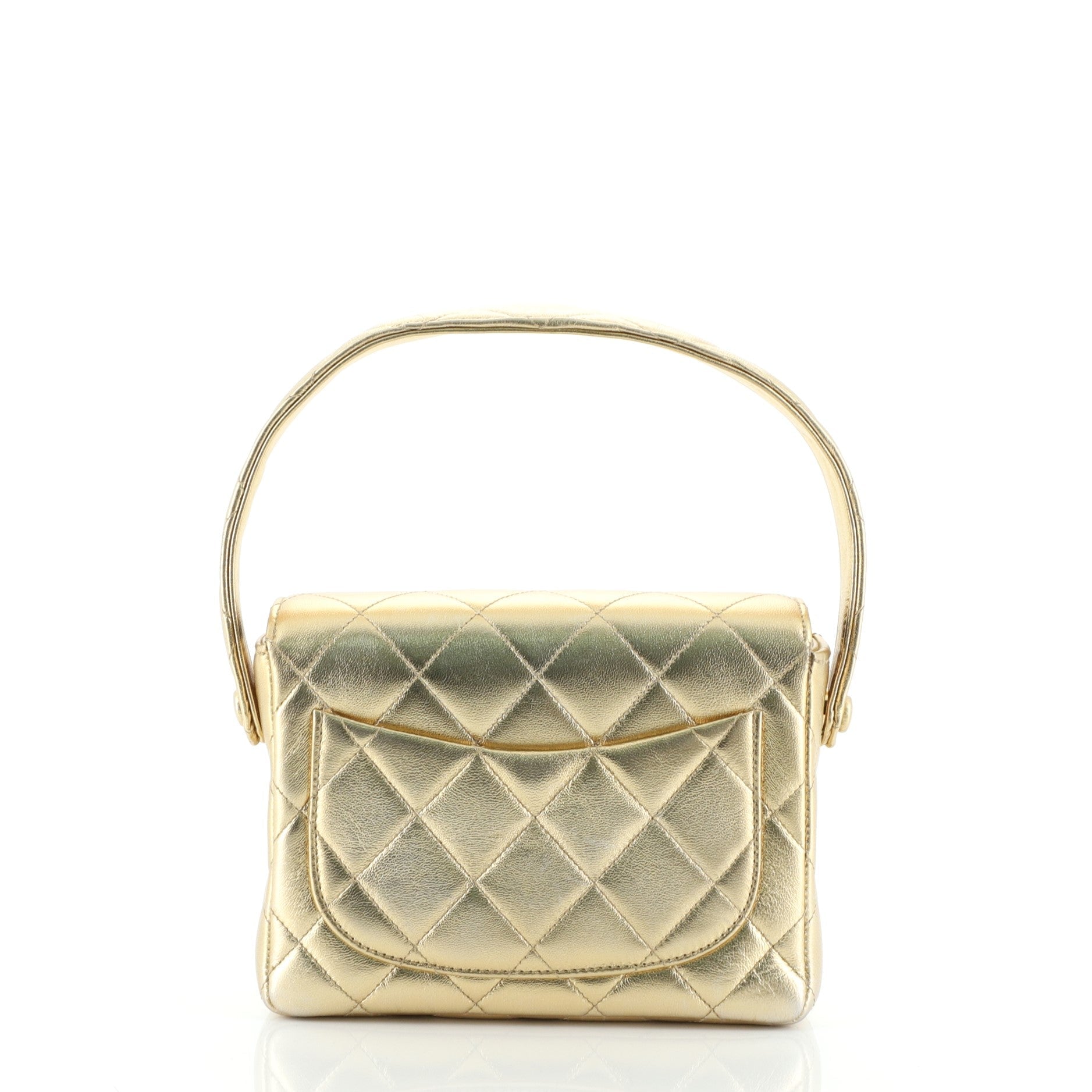 Vintage Top Handle Flap Bag Quilted Lambskin Mini