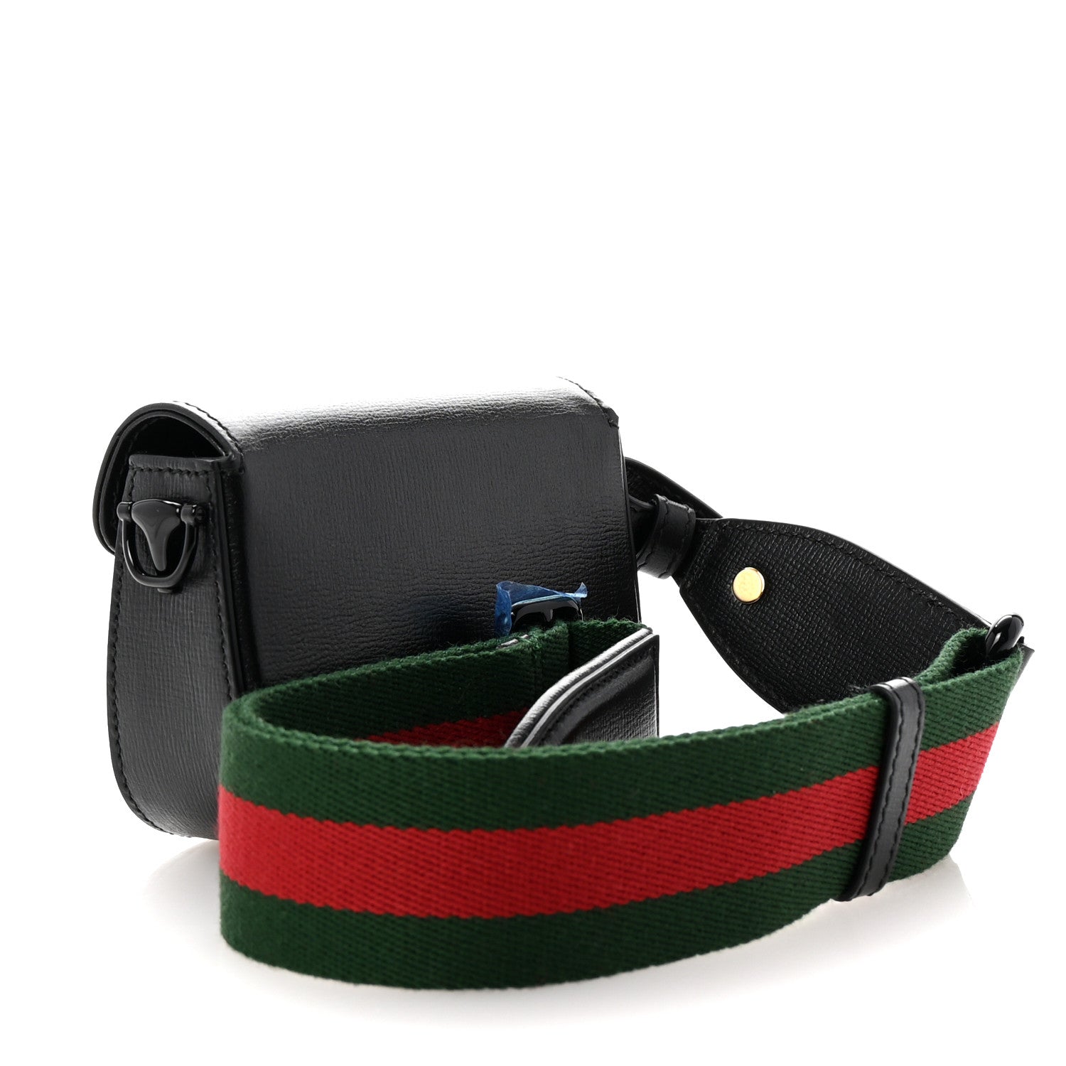 Azalea Calfskin Web Monochrome Horsebit 1955 Wallet On Strap Black