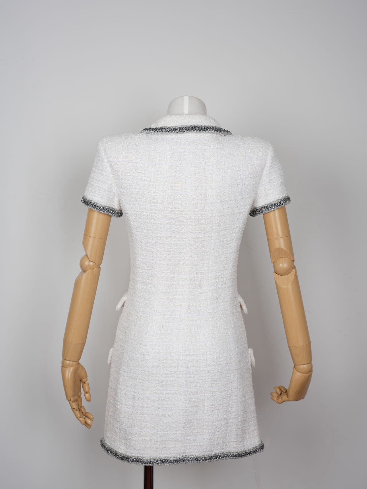 Chanel CC Lesage Tweed Fringy Fitted Mini Dress White