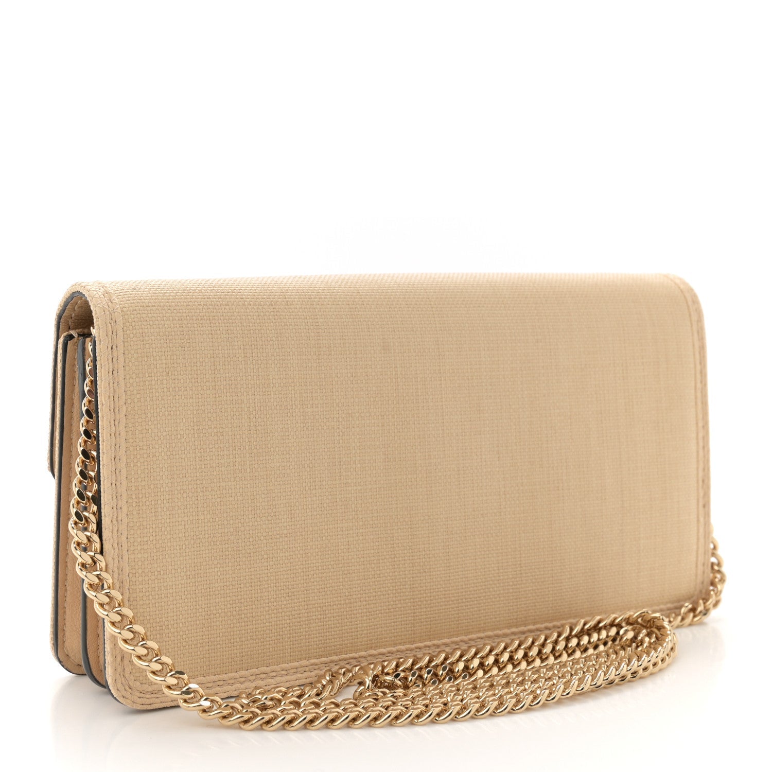 Raffia VLogo Wallet on Chain Beige
