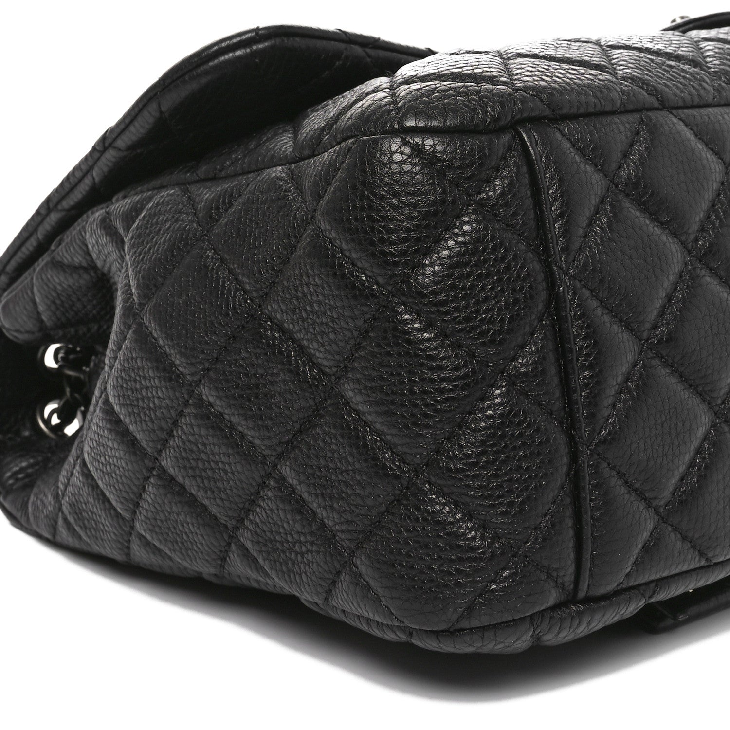 Grained Calfskin Quilted Small XXL Travel Flap Bag Black