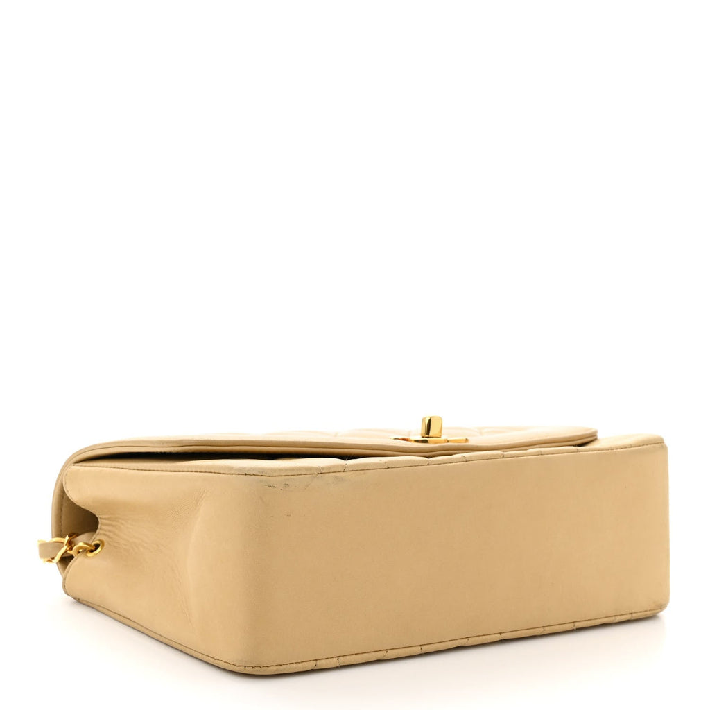 Lambskin Quilted Small Single Flap Beige