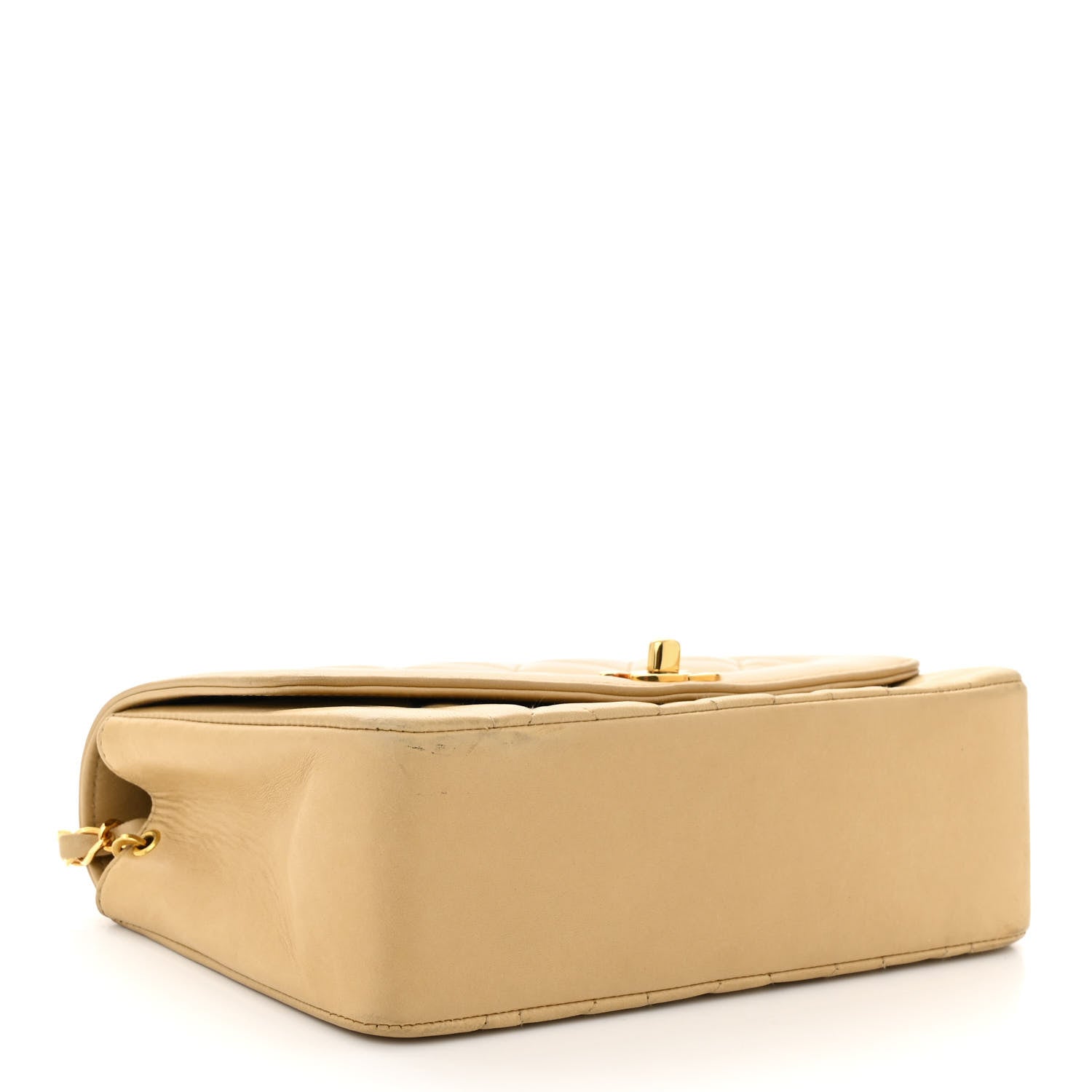 Lambskin Quilted Small Single Flap Beige