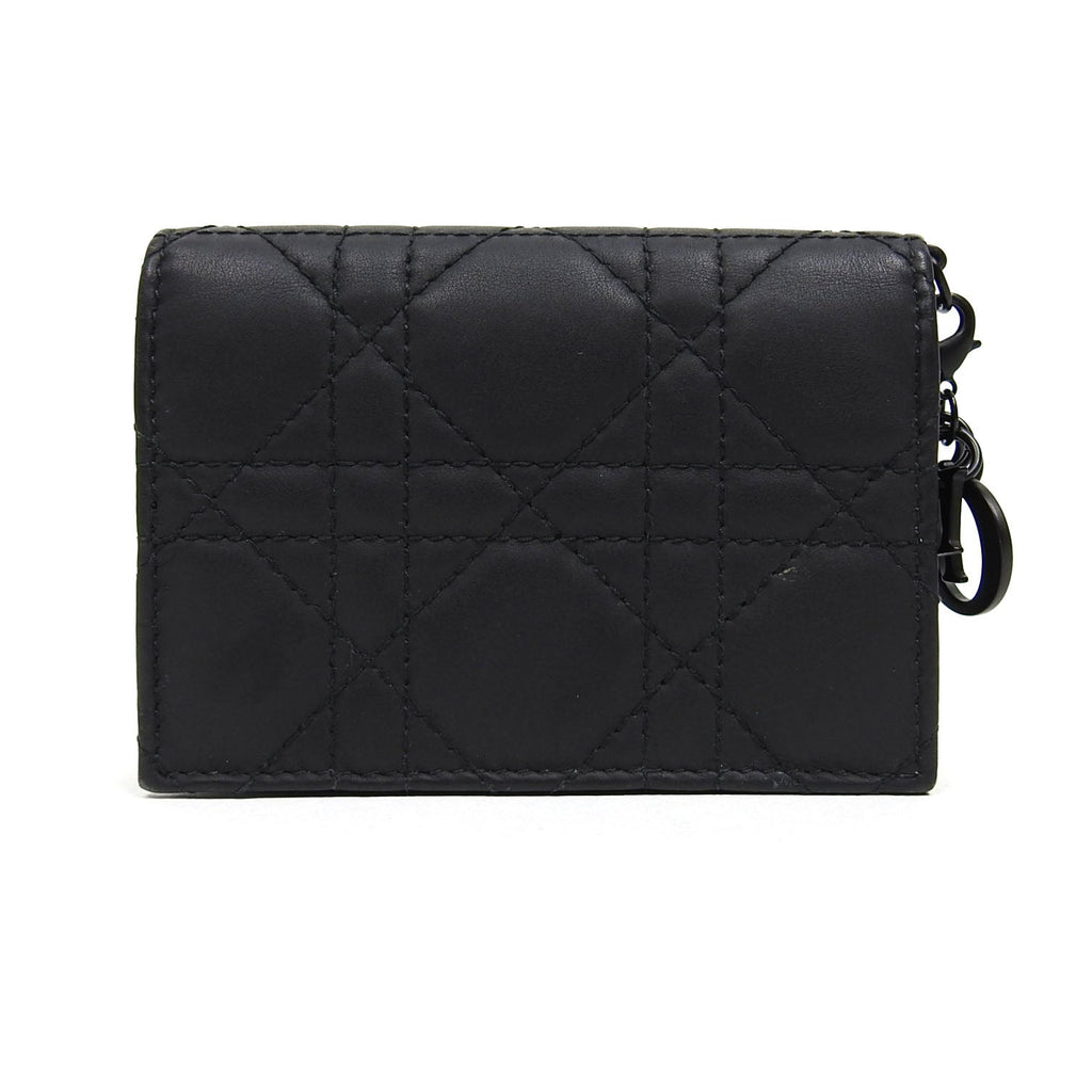 Christian Dior Black Mini Lady Dior Compact Wallet