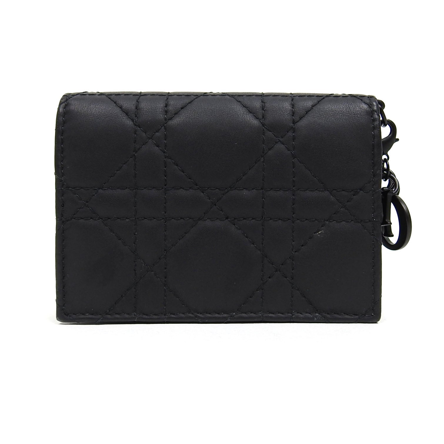 Christian Dior Black Mini Lady Dior Compact Wallet