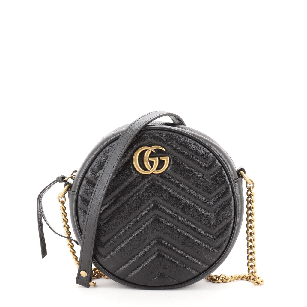 GG Marmont Round Shoulder Bag Matelasse Leather Mini