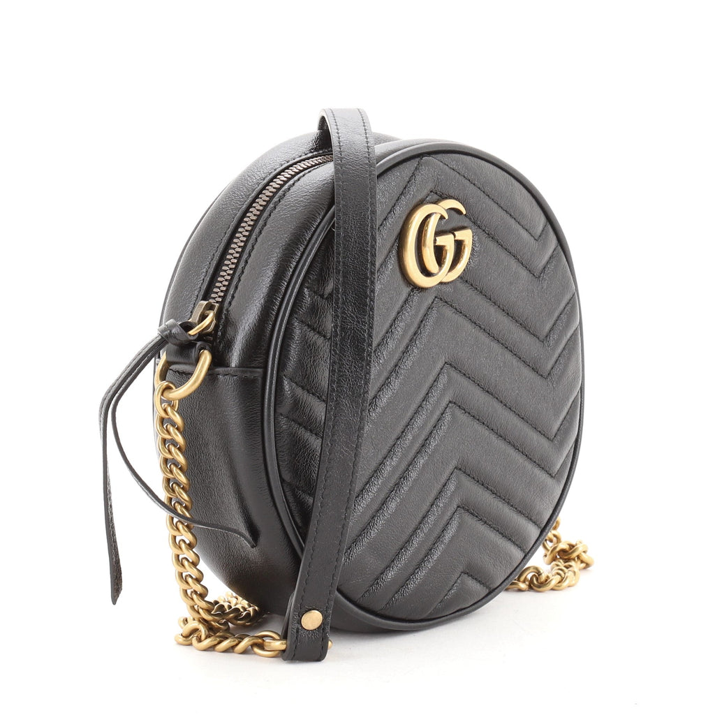 GG Marmont Round Shoulder Bag Matelasse Leather Mini