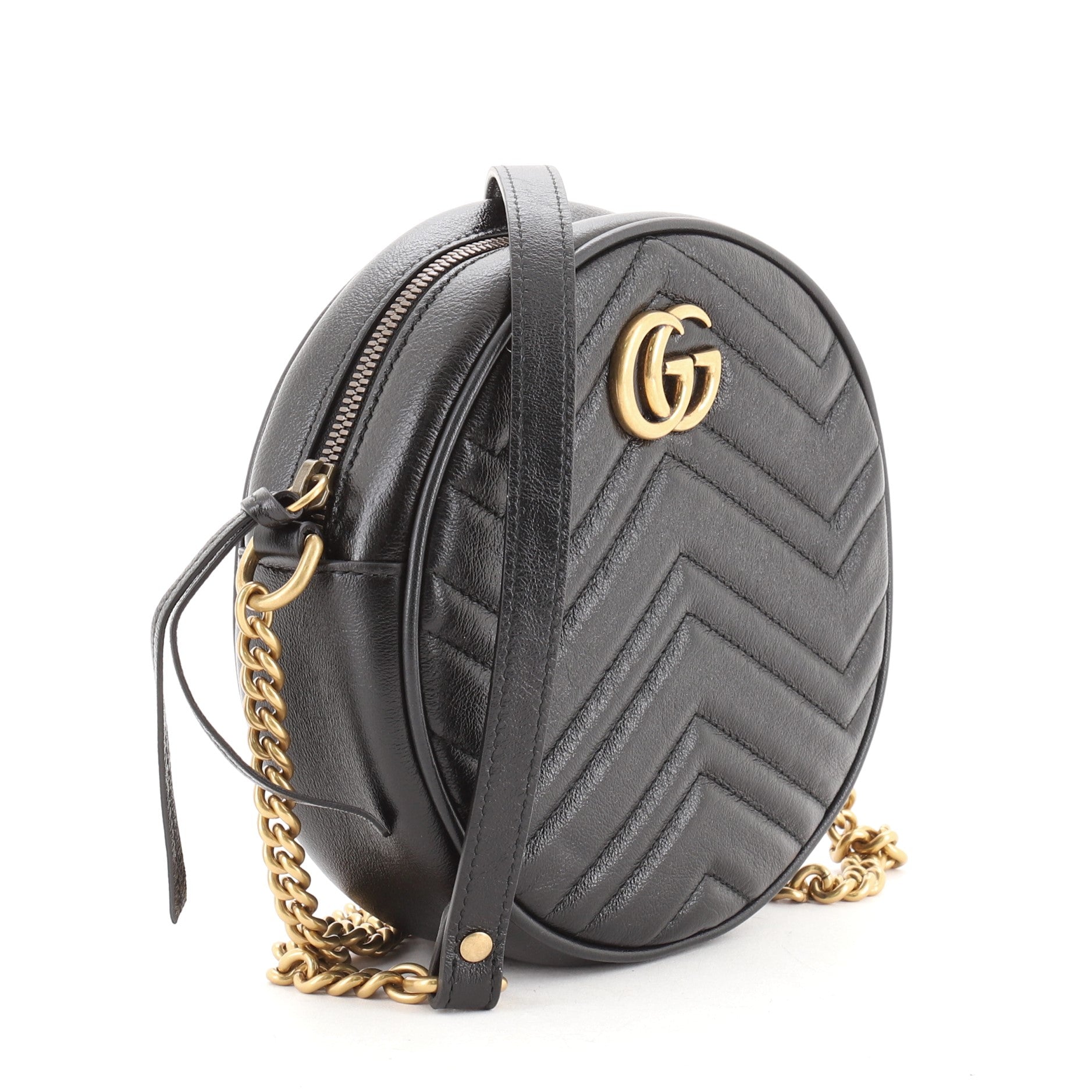 GG Marmont Round Shoulder Bag Matelasse Leather Mini