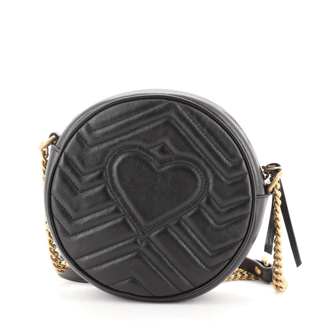 GG Marmont Round Shoulder Bag Matelasse Leather Mini