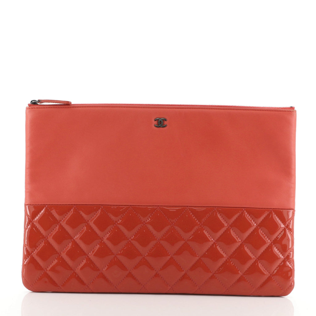 O Case Clutch Lambskin and Quilted Patent Large