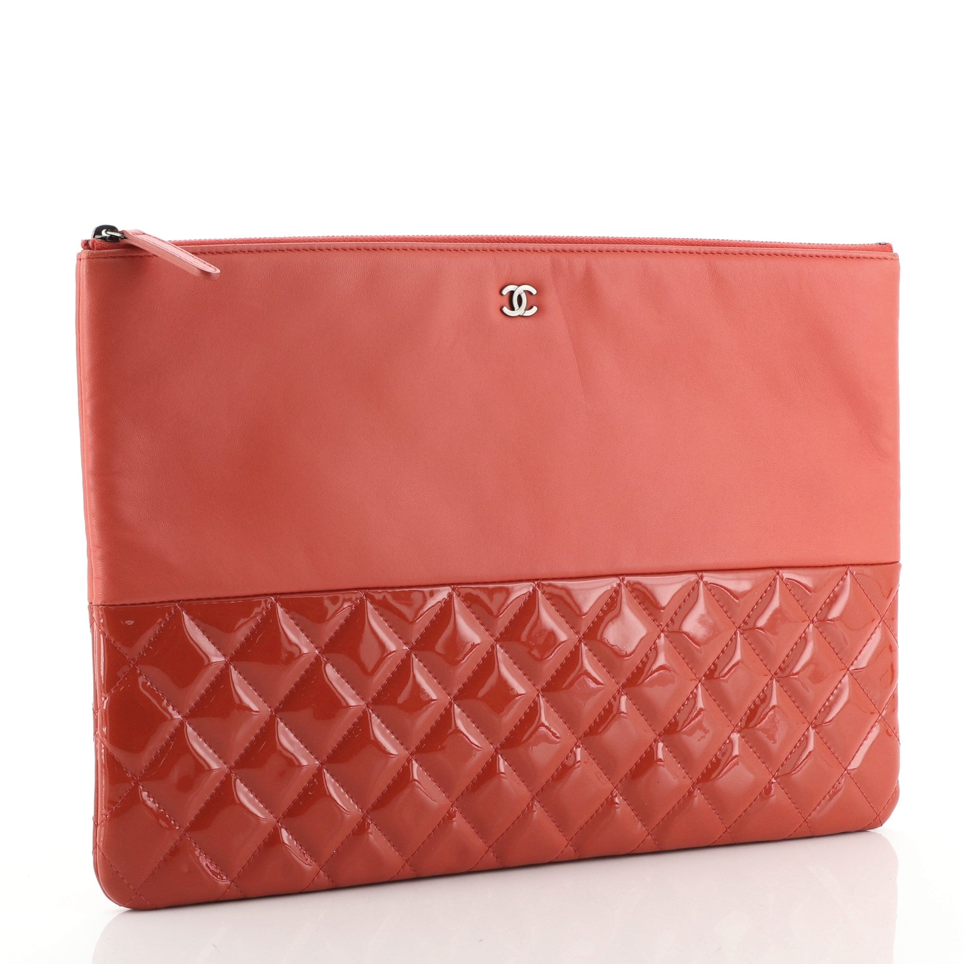 O Case Clutch Lambskin and Quilted Patent Large