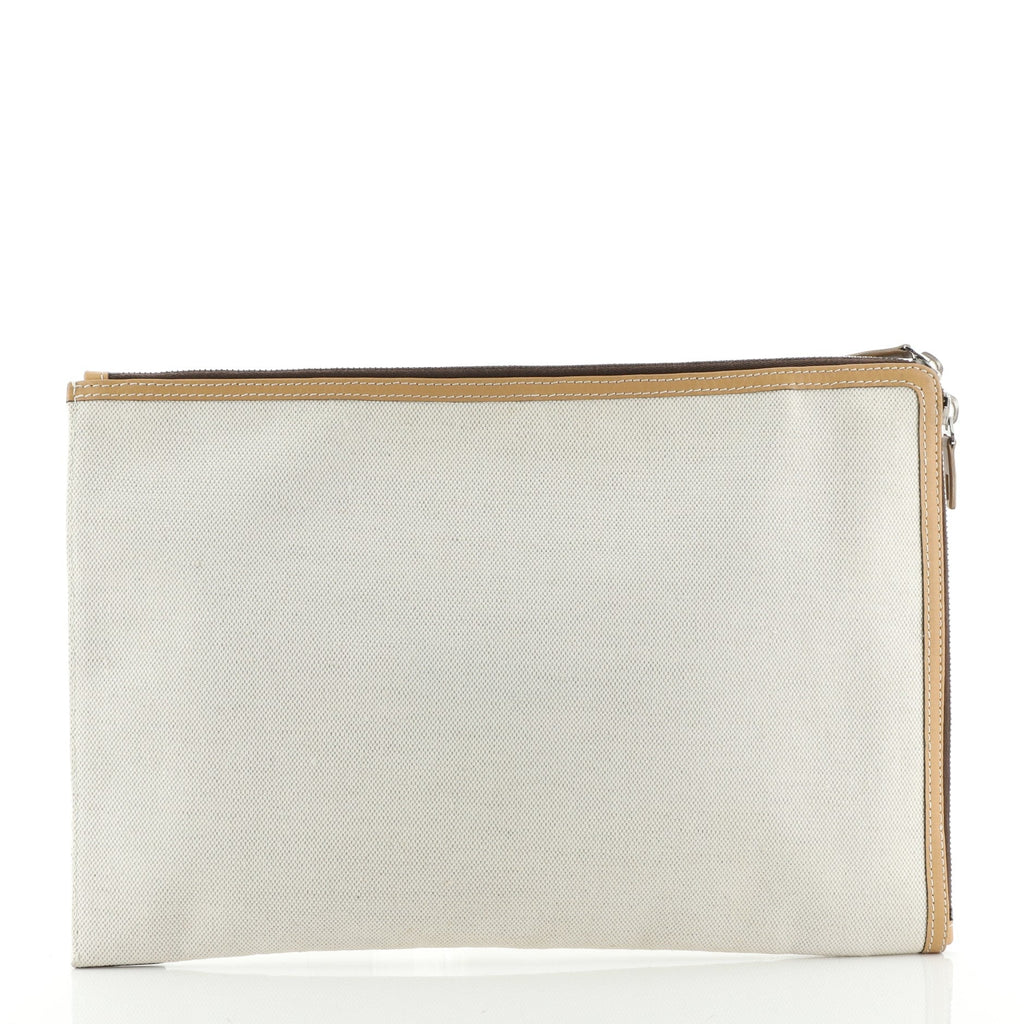Logo Zip Around Classic Studs Clutch Canvas with Leather Medium