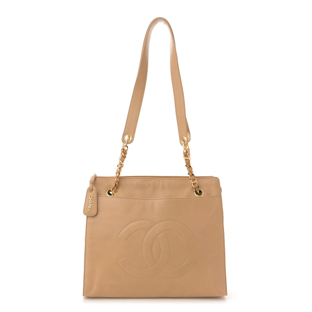 Lambskin CC Shoulder Bag Beige