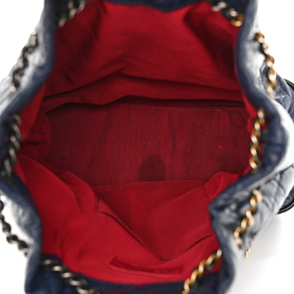 Aged Calfskin Quilted Gabrielle Backpack Navy Black