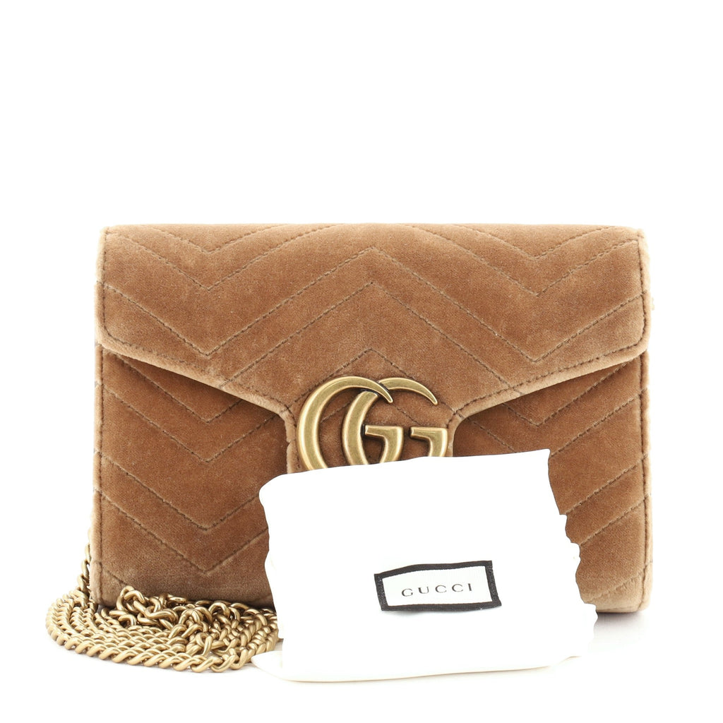 GG Marmont Chain Wallet Matelasse Velvet Mini