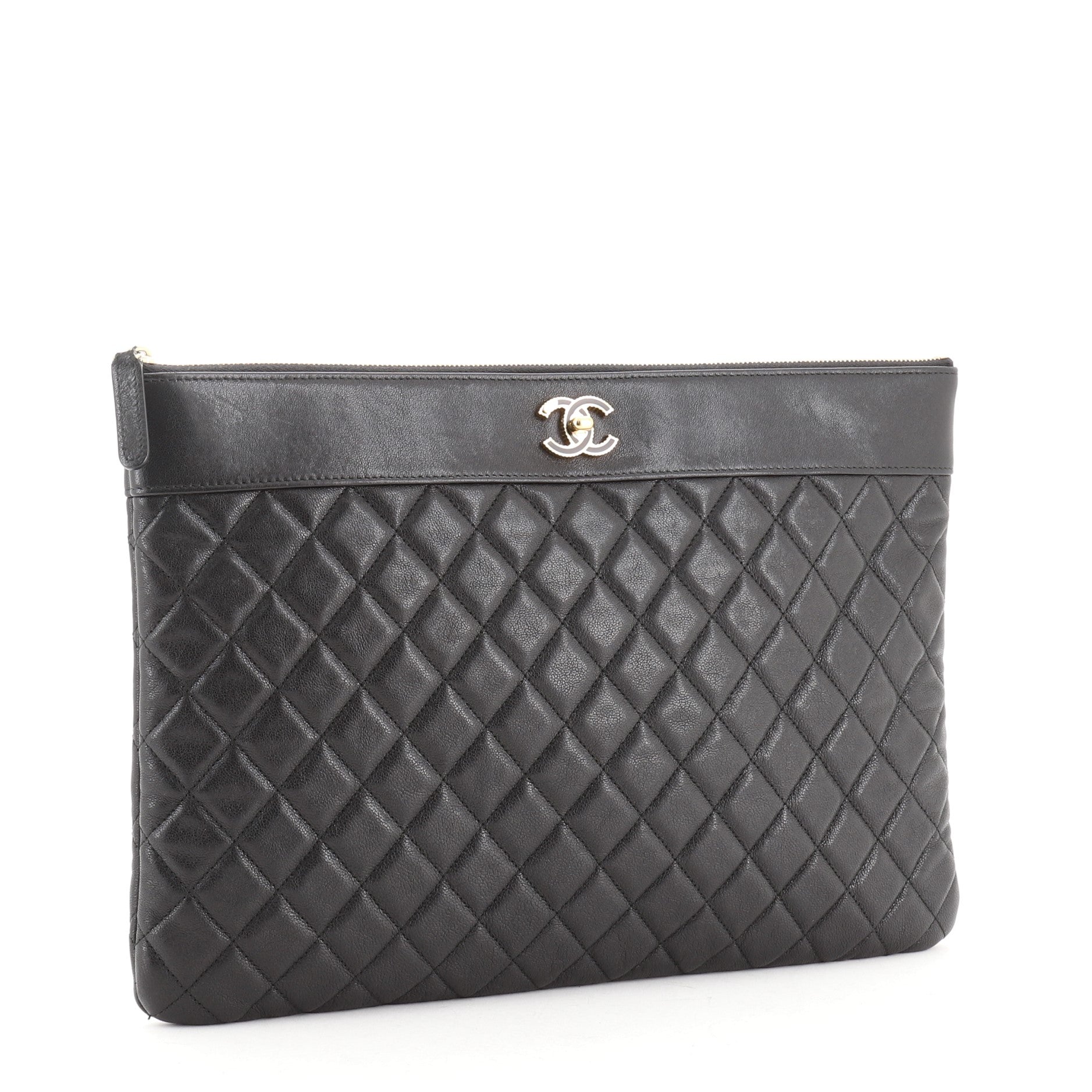 Mademoiselle Vintage O Case Clutch Quilted Sheepskin Large