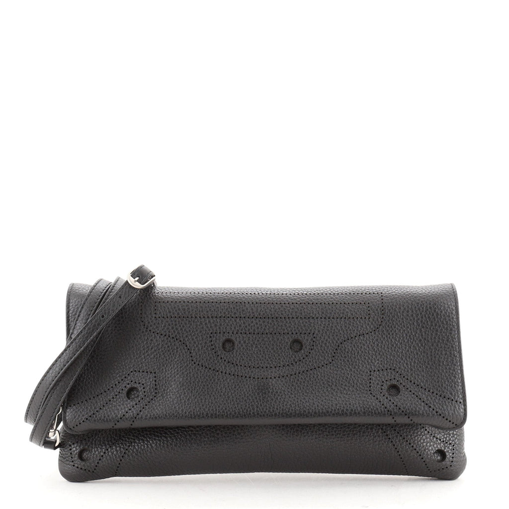 Convertible Blackout Foldover Clutch Leather