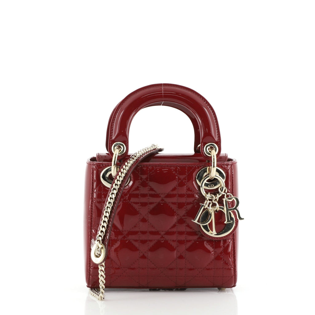 Lady Dior Chain Bag Cannage Quilt Patent Mini