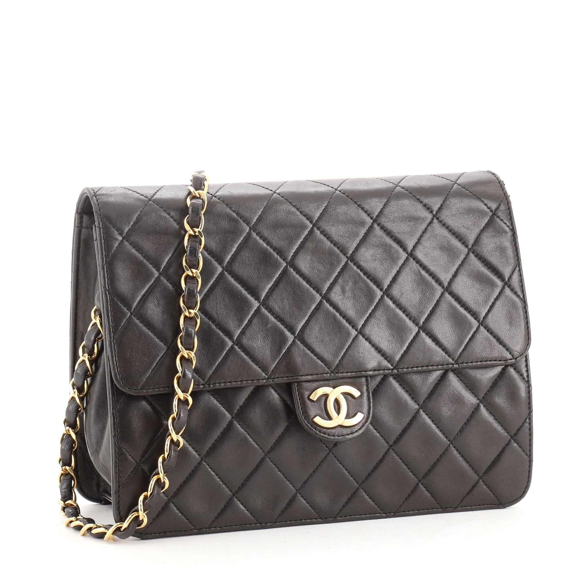 Vintage Clutch with Chain Quilted Leather Small