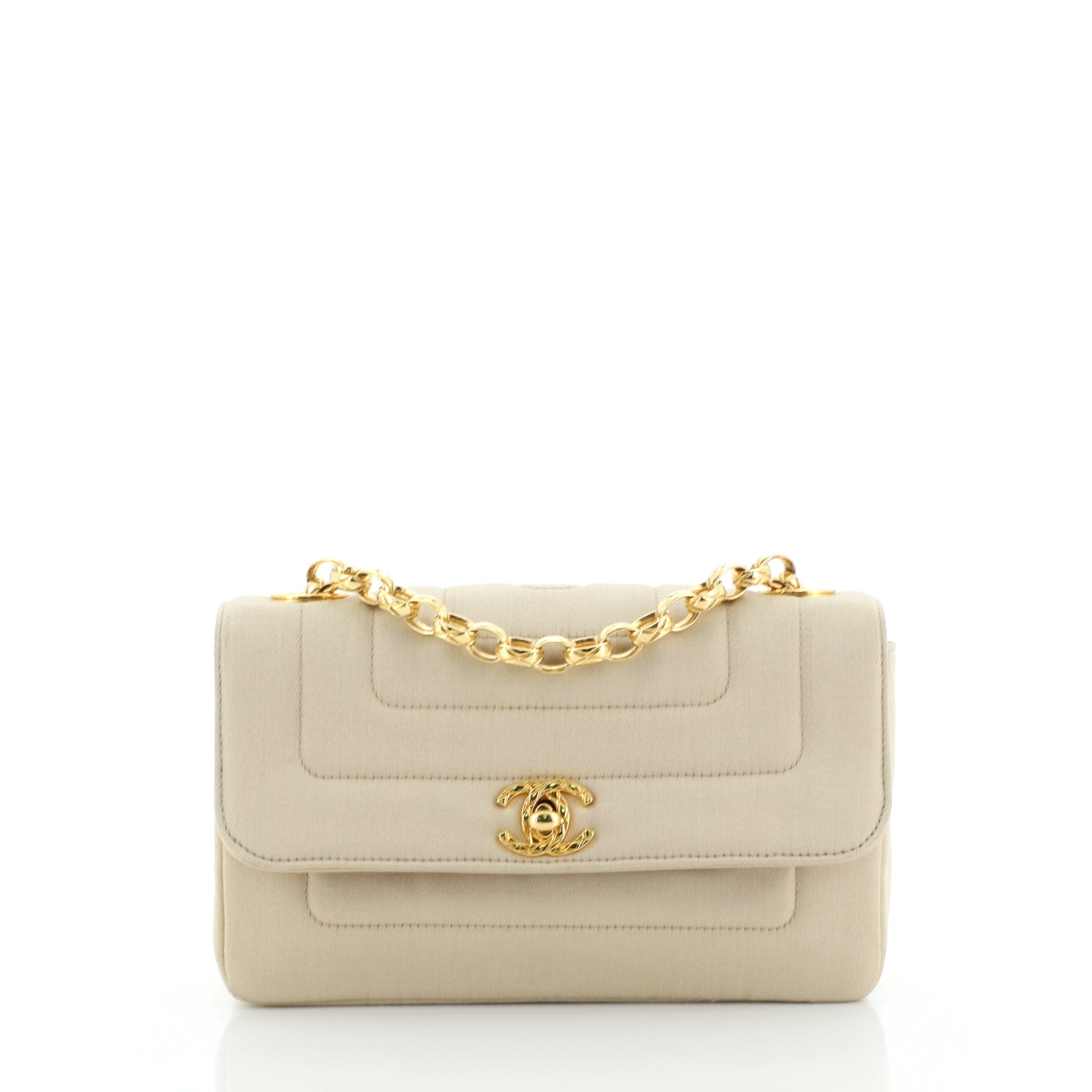 Vintage CC Chain Flap Bag Quilted Satin Mini
