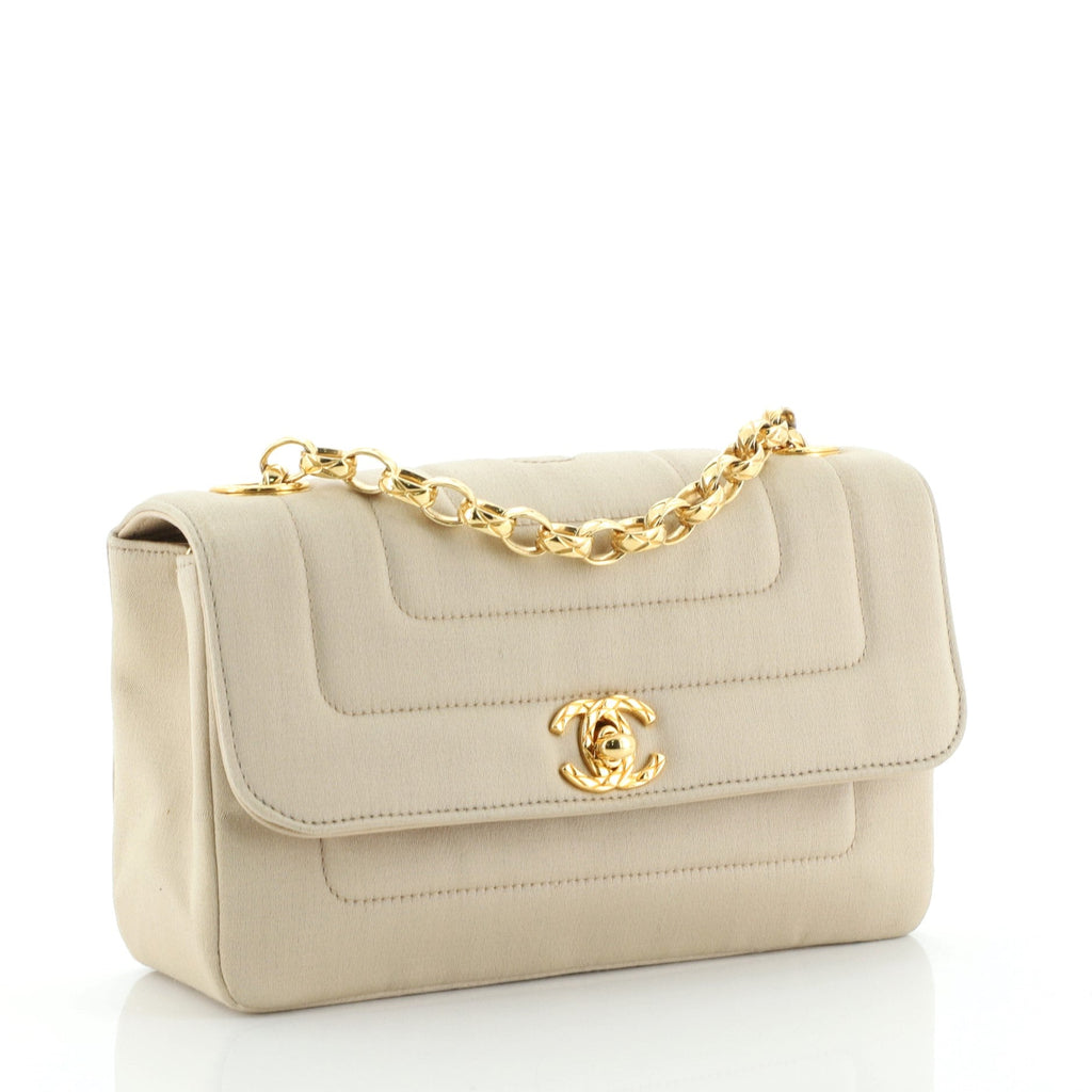 Vintage CC Chain Flap Bag Quilted Satin Mini