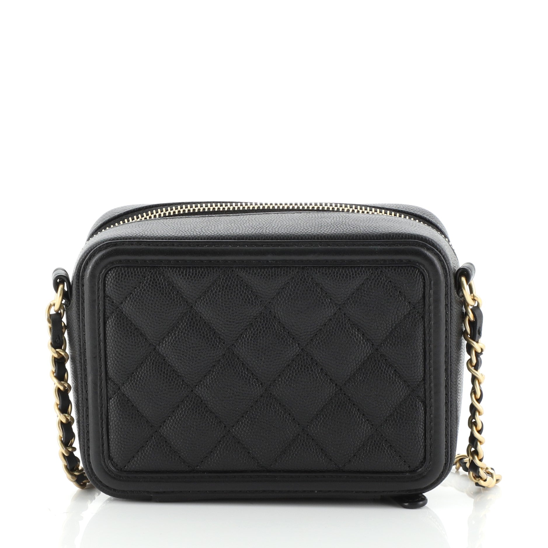 Filigree Vanity Clutch with Chain Quilted Caviar Mini