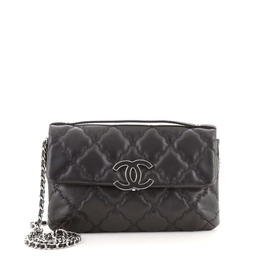 Double Stitch Hamptons Flap Bag Quilted Calfskin Mini