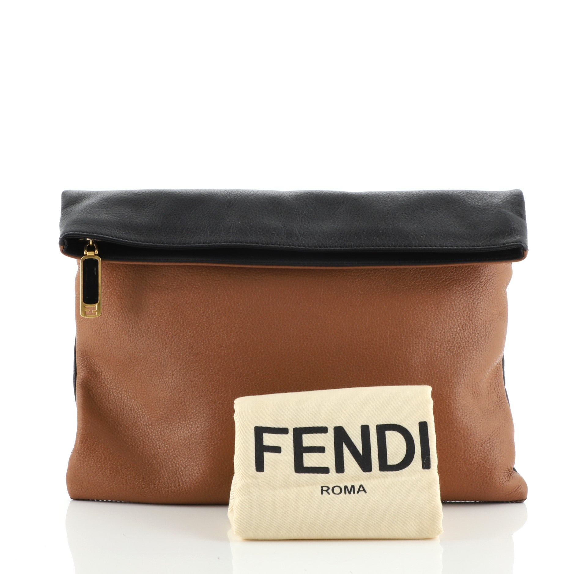 Bicolor Fold Over Clutch Leather
