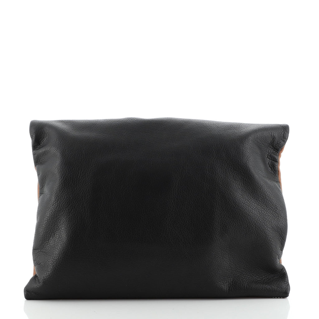 Bicolor Fold Over Clutch Leather