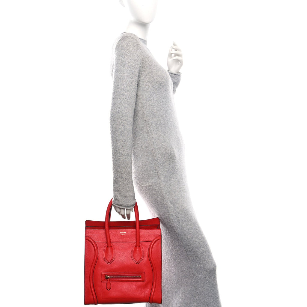 Drummed Calfskin Mini Luggage Coquelicot