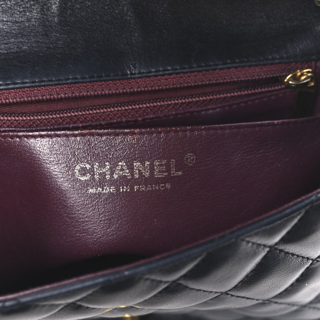 Lambskin Quilted Mini Square Flap Black
