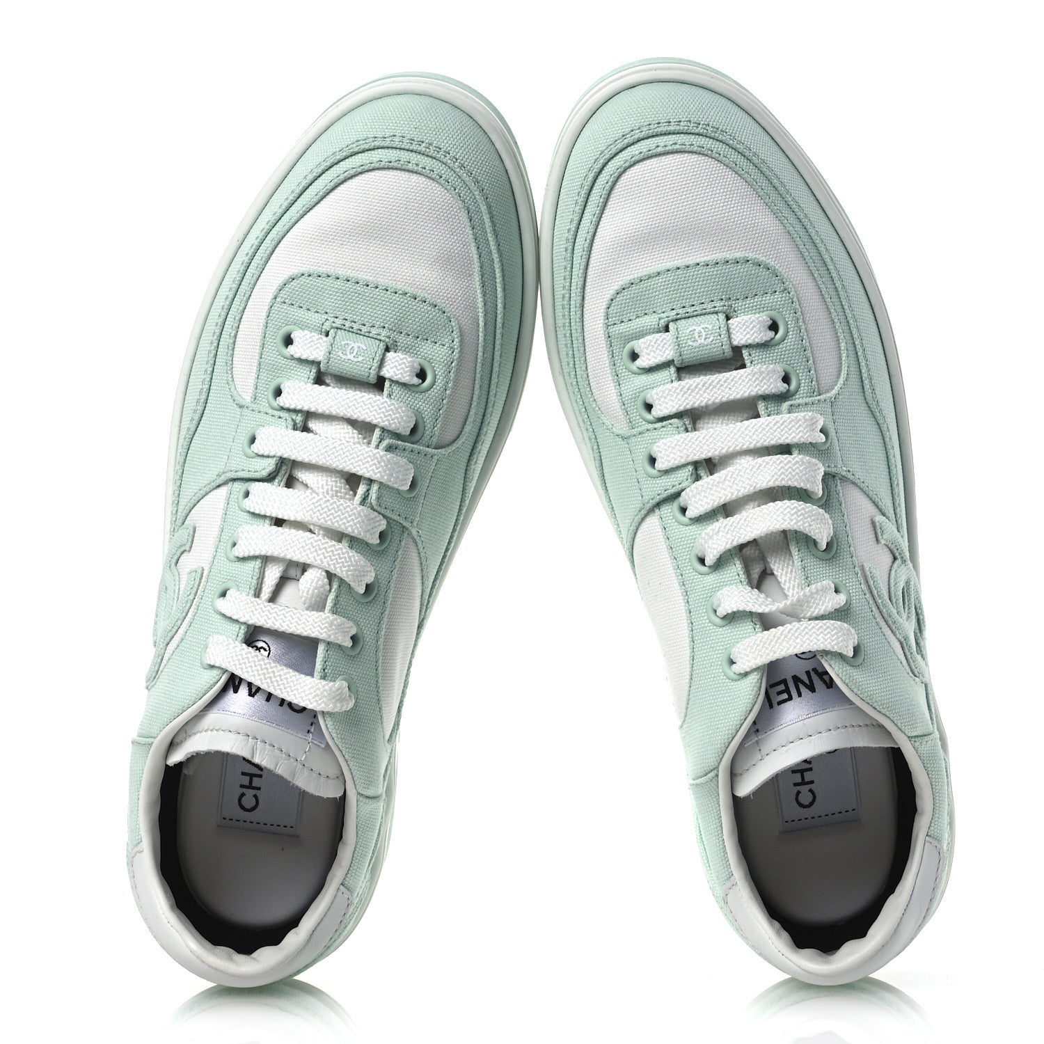 Cotton Sneakers 39.5 Light Turquoise White