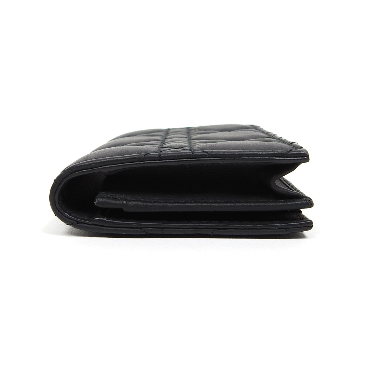 Christian Dior Black Mini Lady Dior Compact Wallet