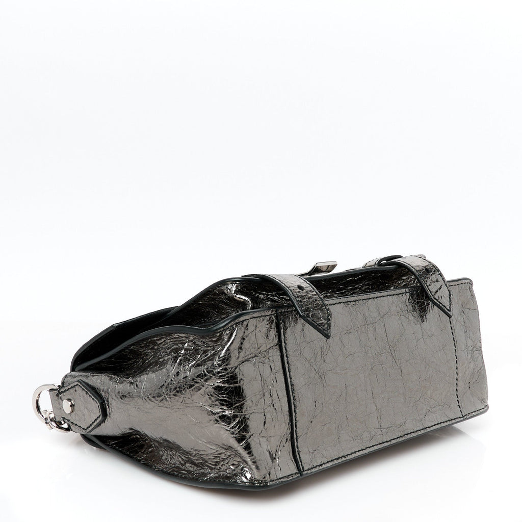 Metallic Lambskin Tiny PS1 Satchel Silver