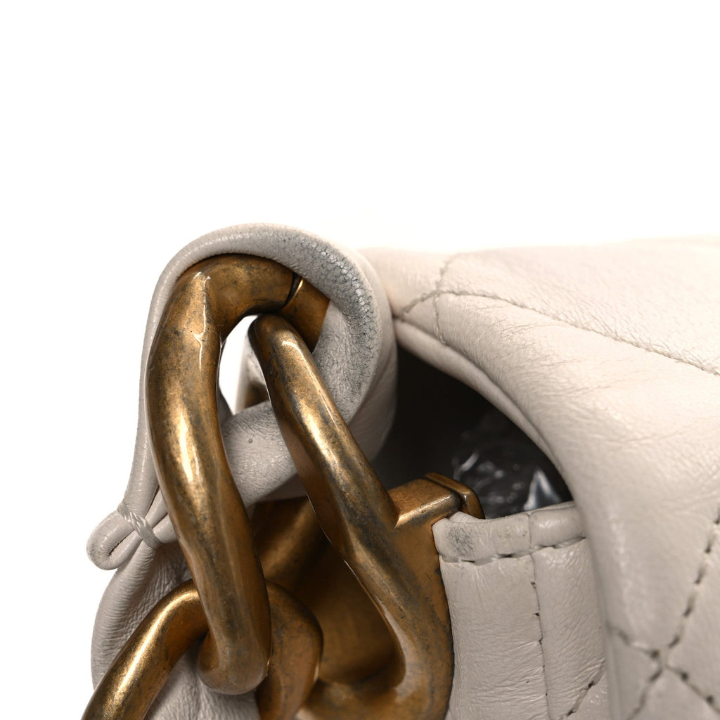 Lambskin Quilted CC Chain Flap Bag White