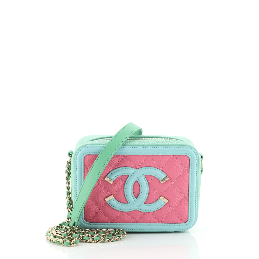 Filigree Vanity Clutch with Chain Quilted Caviar Mini
