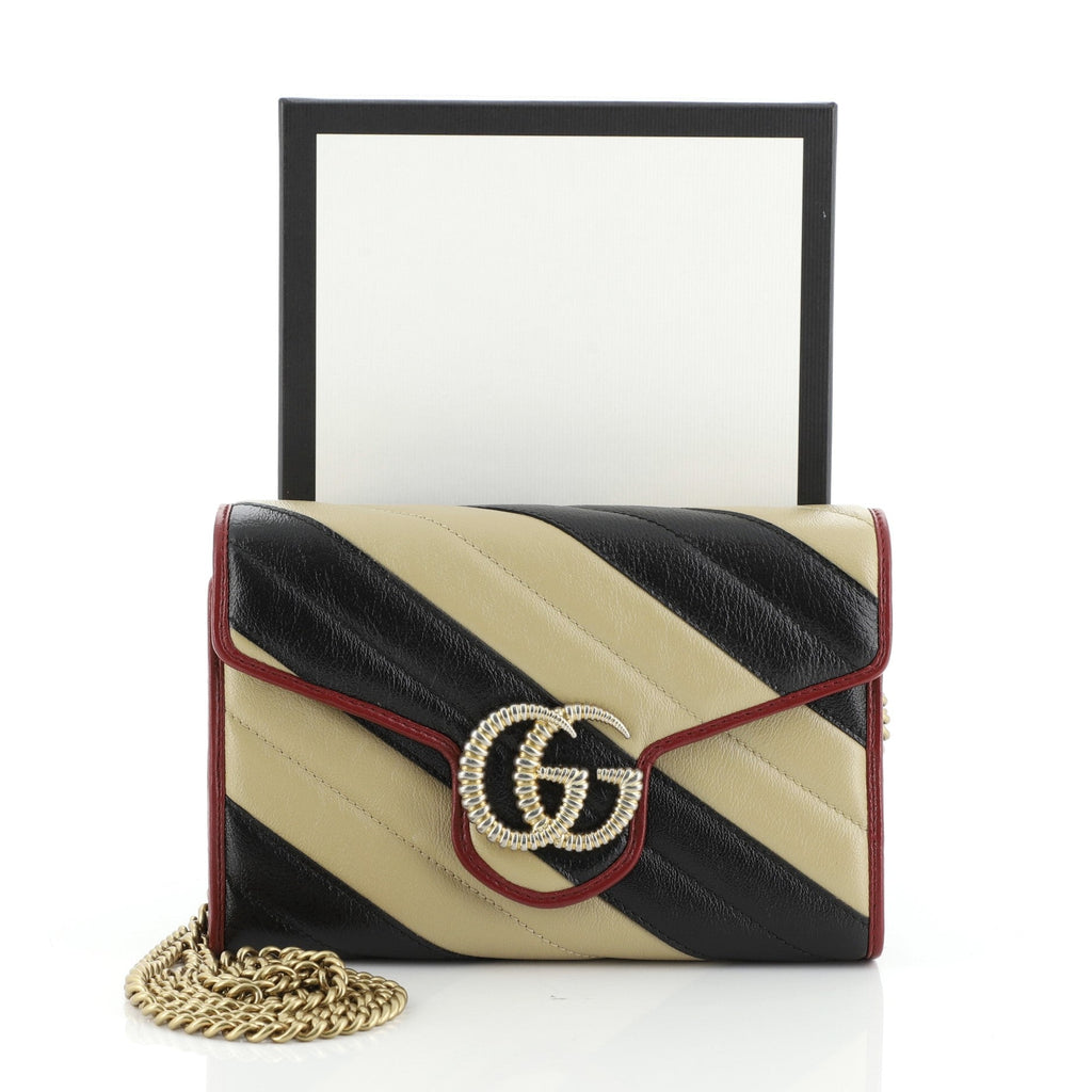 GG Marmont Chain Wallet Diagonal Quilted Leather Mini
