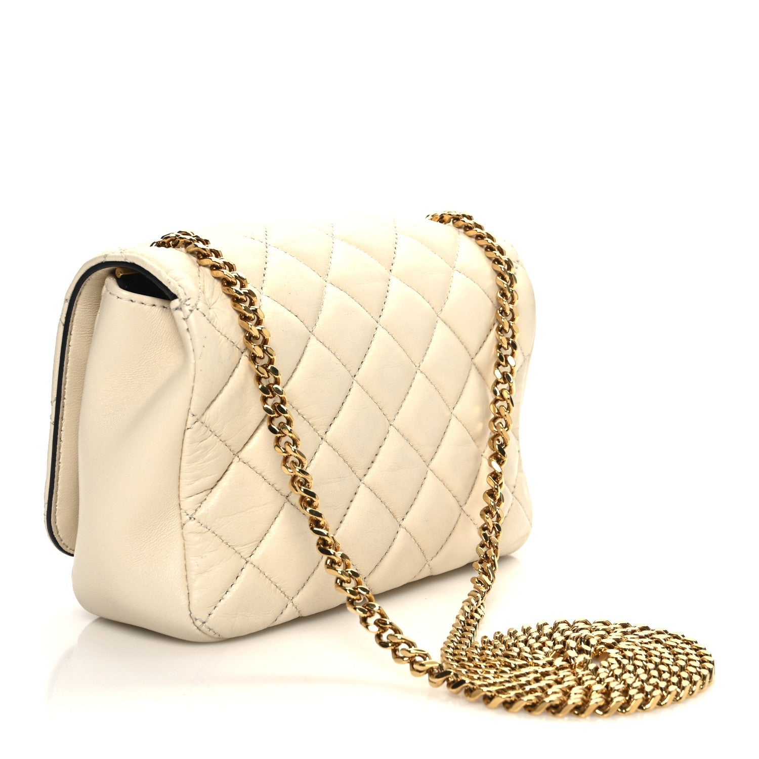 Nappa Quilted Small Medusa Chain Crossbody White