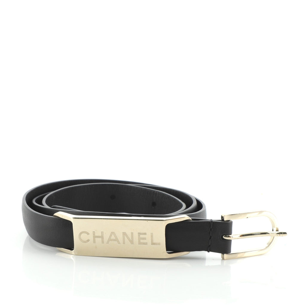 Logo Plate Belt Leather Thin 75