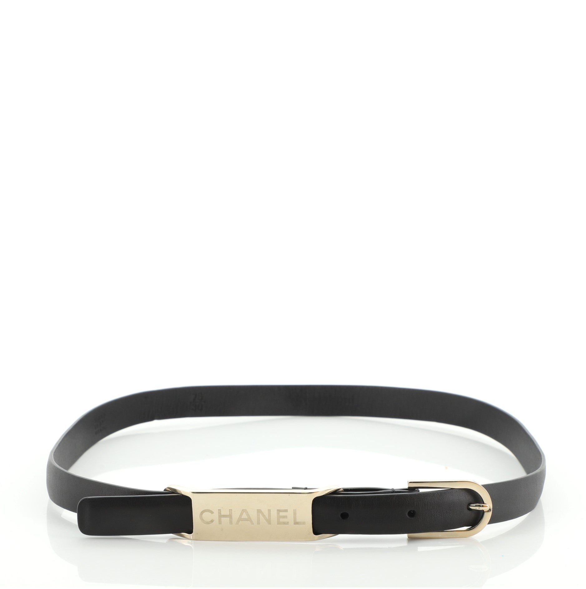 Logo Plate Belt Leather Thin 75