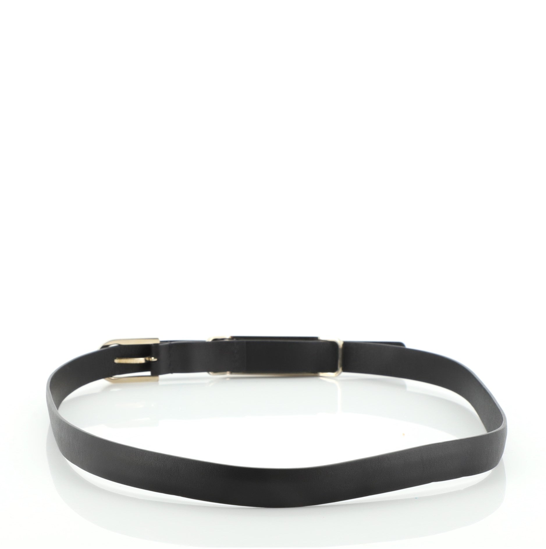 Logo Plate Belt Leather Thin 75