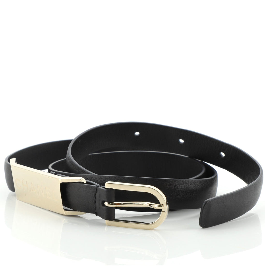 Logo Plate Belt Leather Thin 75