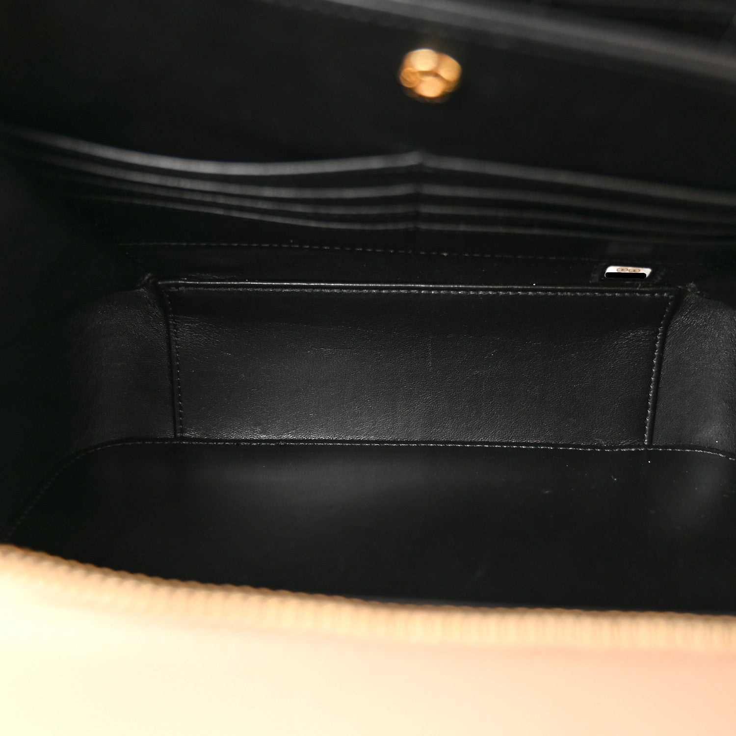Caviar Quilted Medium CC Filigree Vanity Case Beige Black
