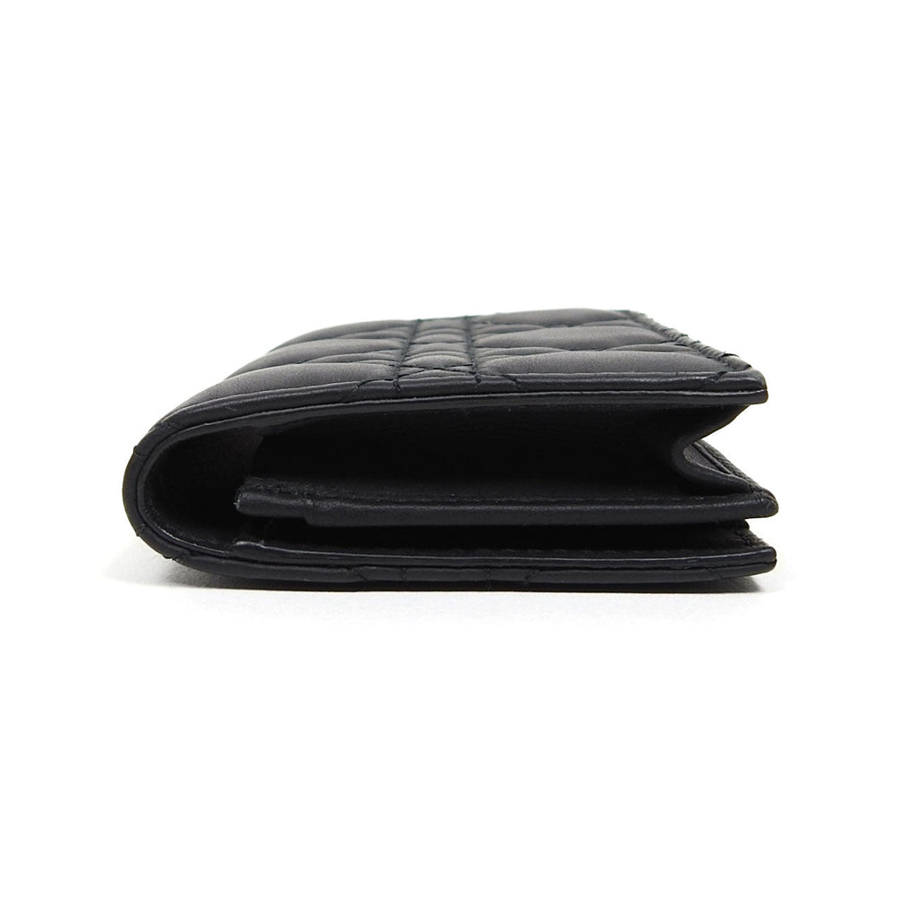Christian Dior Black Mini Matte Lady Dior Compact Wallet